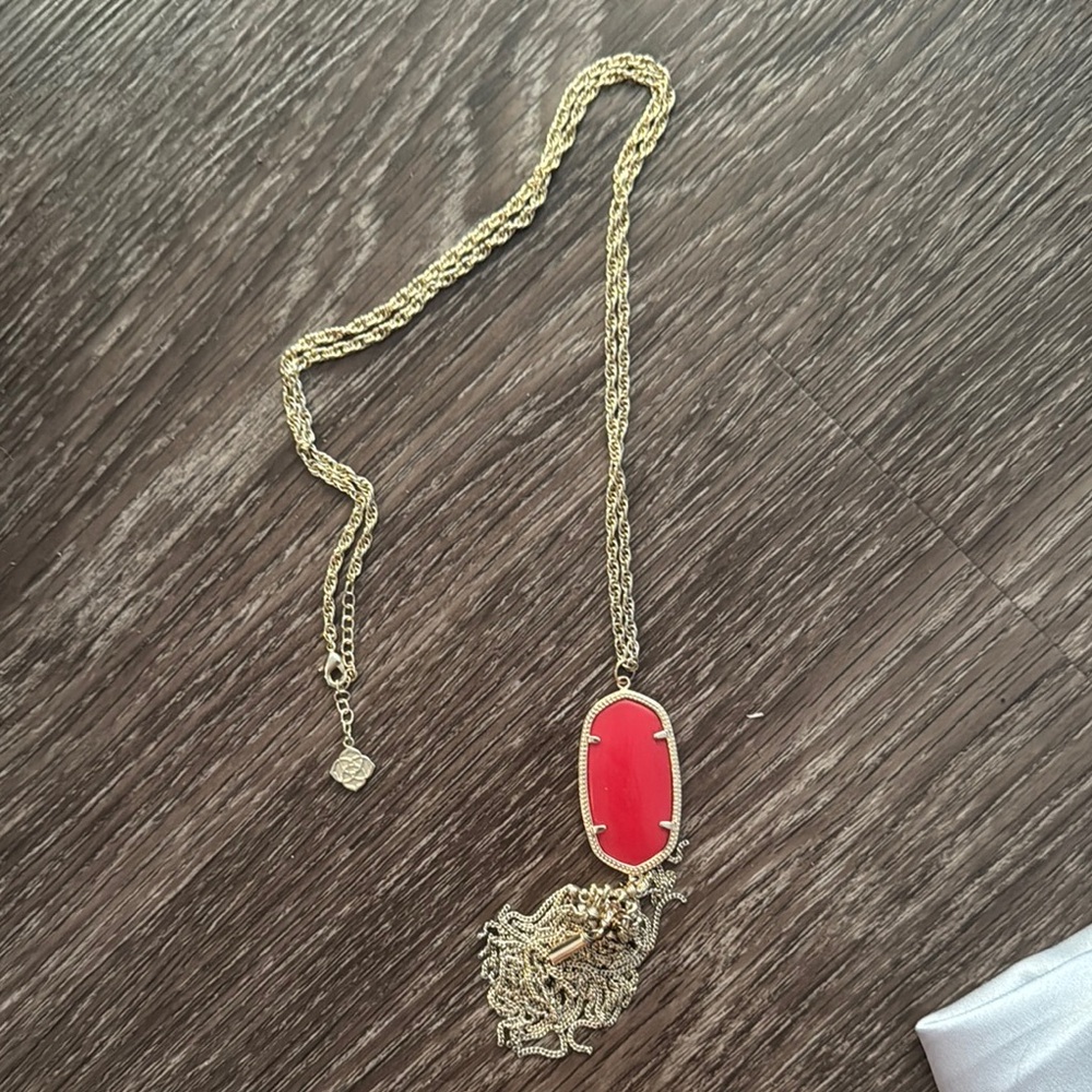 Kendra Scott Gold Red Pendant Necklace